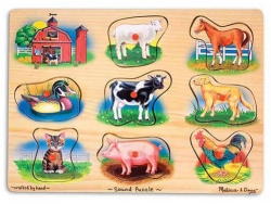 Puzzle de lemn cu sunete Animale de la Ferma