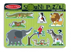 Puzzle de lemn cu sunete 'Animale de la Zoo'